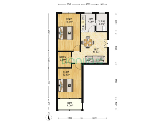清江路272号 2室1厅1卫 69平方