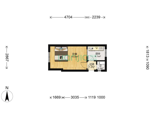 长征楼(河东区) 1室0厅1卫 29平方
