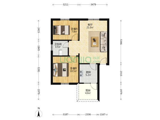 龙山里西39号 2室1厅1卫 65平方