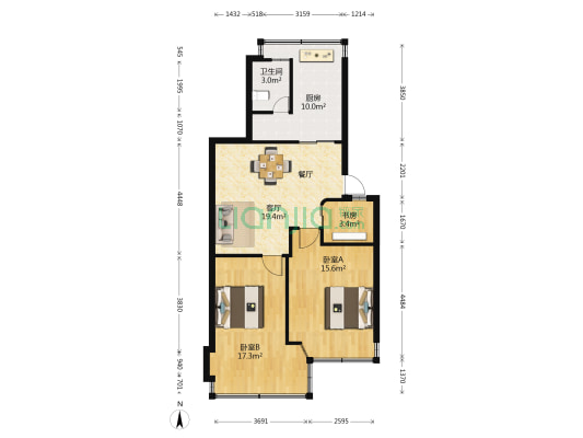 华福山庄 3室1厅1卫 83平方