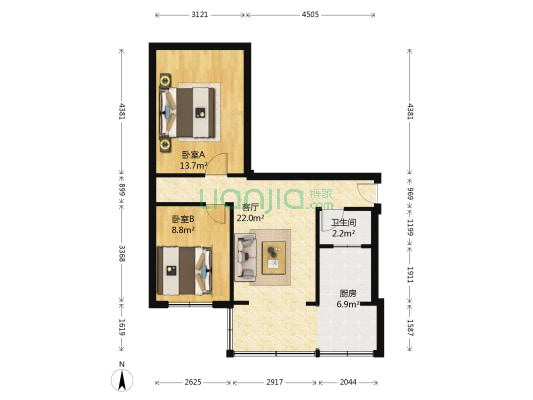 玉寿巷3号 2室1厅1卫 59平方