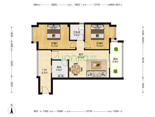 东泰苑 2室1厅1卫 76平方