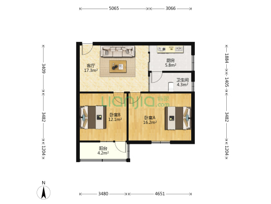 陕鼓西仪104小区 2室1厅1卫 70平方