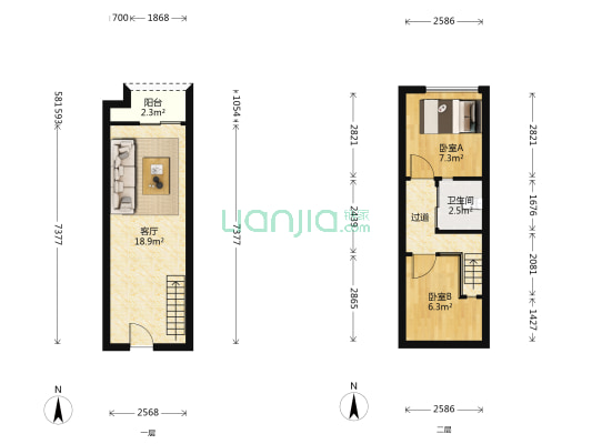 时代倾城 2室1厅1卫 30平方