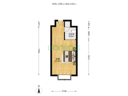 柏悦商务大厦 1室0厅1卫 48平方