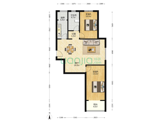 京南绿洲四期 2室1厅1卫 94平方
