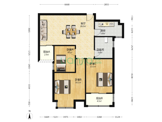 金水佳园 3室1厅1卫 110平方