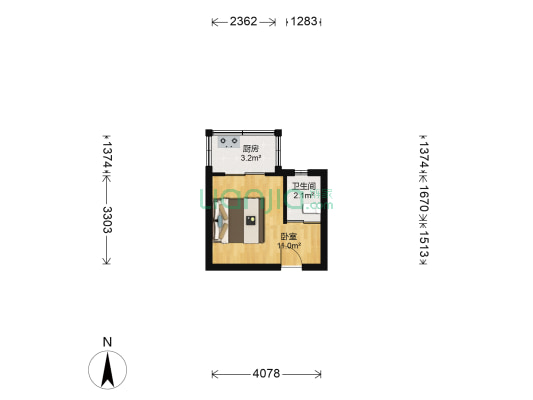 松苑小户型，独立厨房·独立卫生间·有燃气-户型图