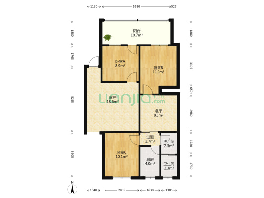 东茅岭一医院家属院 3室2厅2卫 95平方