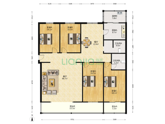 城北街安居小区 4室2厅2卫 202平方