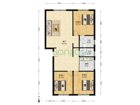 顺成楼 3室1厅2卫 101平方