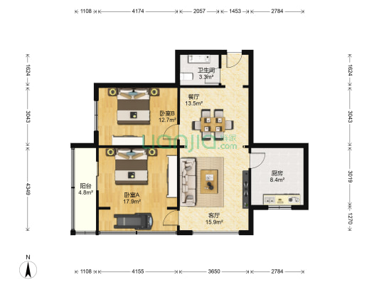 甘肃省财政厅家属院(小沟头) 2室2厅1卫 98平方
