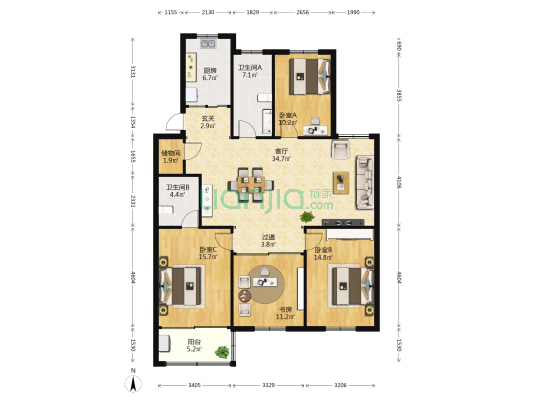 盛巷花苑 4室1厅2卫 140平方