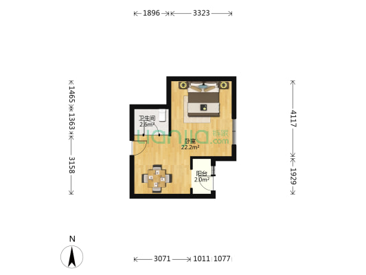 爱琴花园 1室0厅1卫 39平方