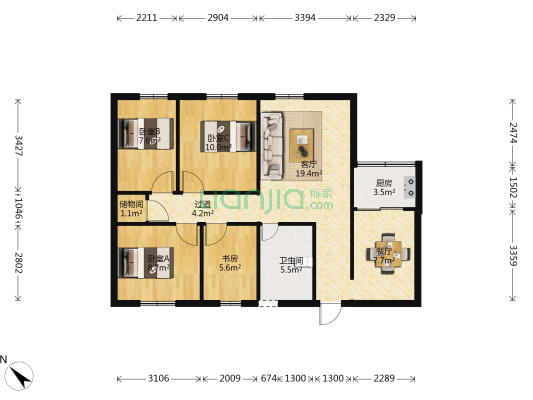 储运小区 4室2厅1卫 78平方