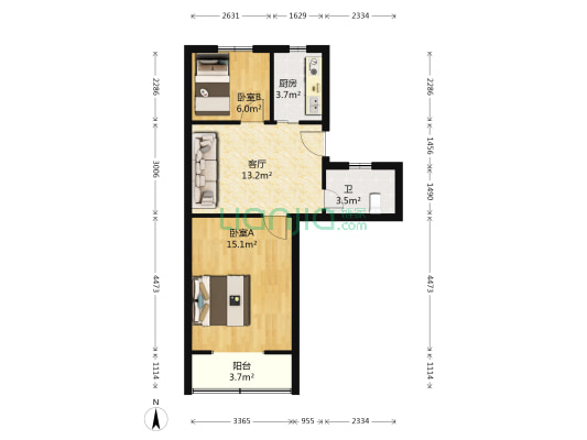 杨枝塘路散盘 2室1厅1卫 56平方