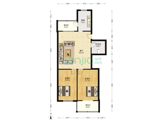 银河小区 2室1厅1卫 108平方