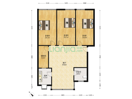 汉阳大街62号 3室1厅1卫 130平方