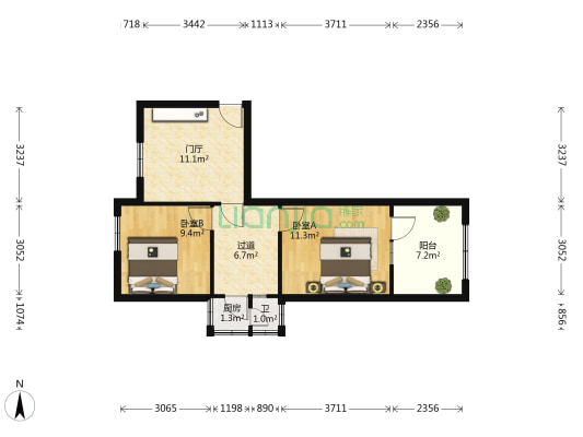 人民西路107号 2室0厅1卫 55平方