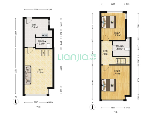 嘉乐城 2室1厅2卫 54平方