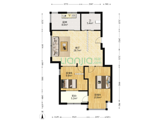 天合家园二期 2室1厅1卫 89平方