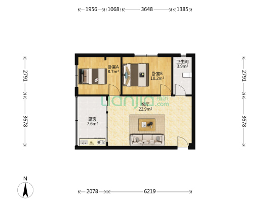宝盛家园 2室1厅1卫 68平方
