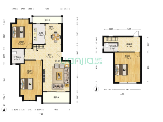 金铭福邸 3室2厅2卫 143平方