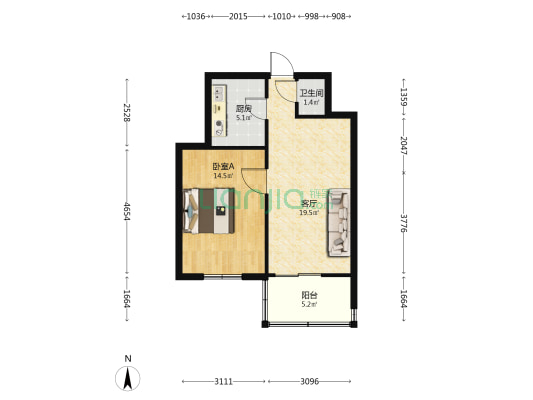 邯山区罗城头8号院铁路住宅小区 1室1厅1卫 50平方