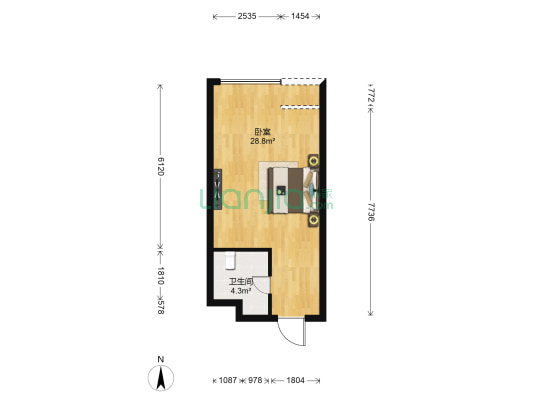 兆丰99阳光新生活广场 1室0厅1卫 53平方