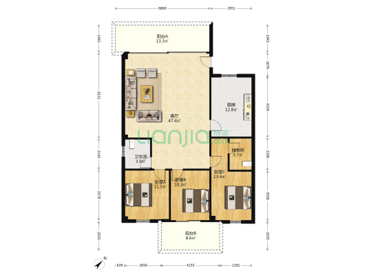 南门新村 3室1厅1卫 136平方