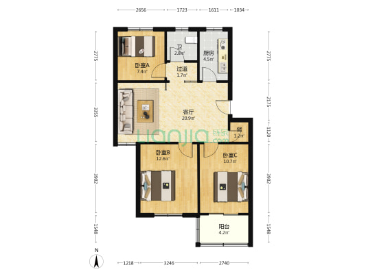 双凤凤梅佳园东区 3室1厅1卫 80平方