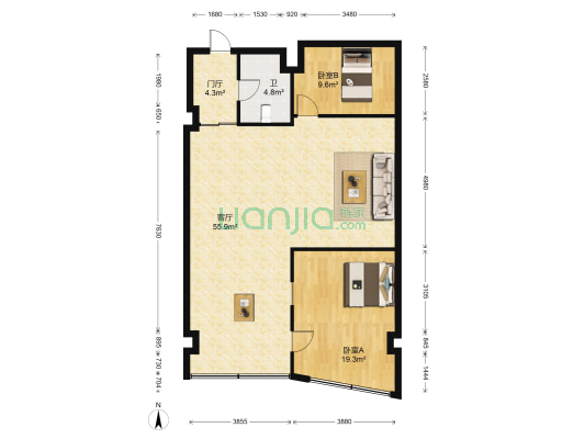 泓城大厦 2室1厅1卫 137平方