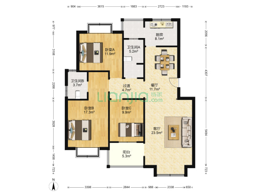 圣康家园 3室2厅2卫 123平方