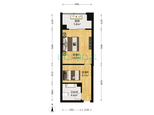 金仕雅筑 2室0厅1卫 44平方