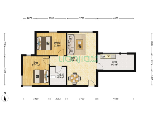 世纪祥和家园(塘沽区) 1室1厅1卫 90平方