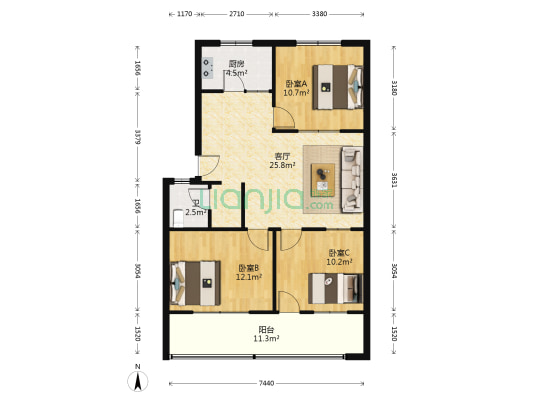 安委宿舍 3室1厅1卫 100平方