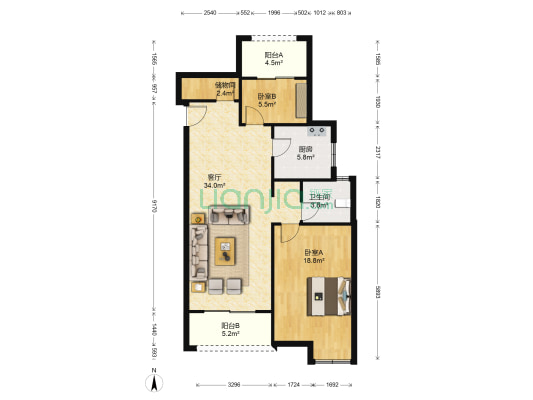 三水萧林 2室1厅1卫 98平方