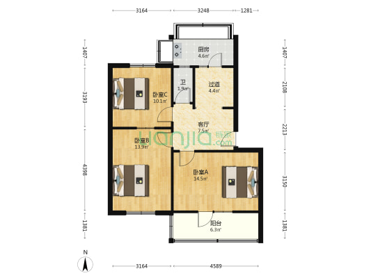 师大家属院东区 3室1厅1卫 73平方