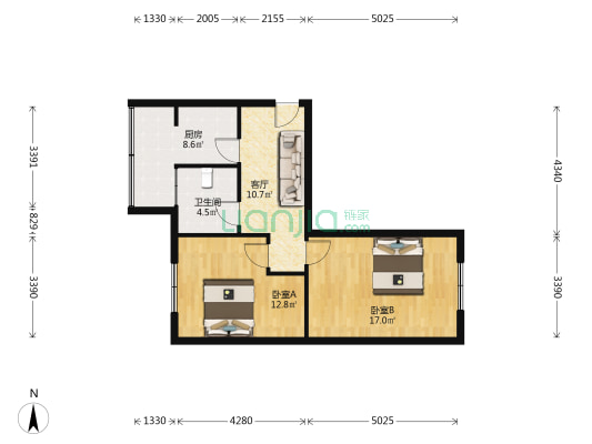 糖酒宿舍楼 2室1厅1卫 64平方
