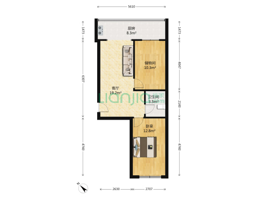 公园湖畔小区 1室1厅1卫 74平方