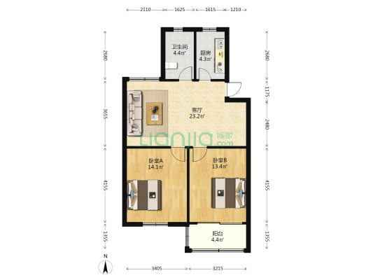 宝宜苑 2室1厅1卫 80平方