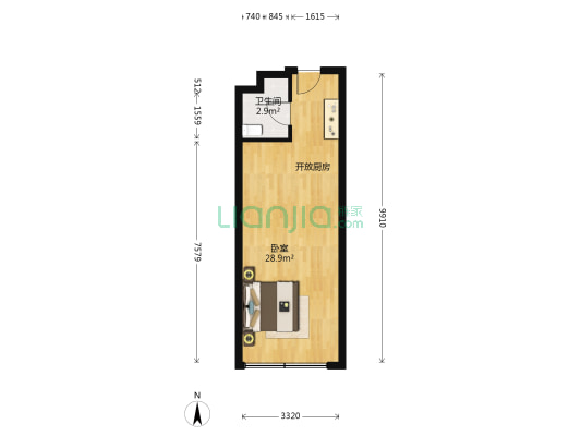利群时代广场公寓 1室0厅1卫 47平方