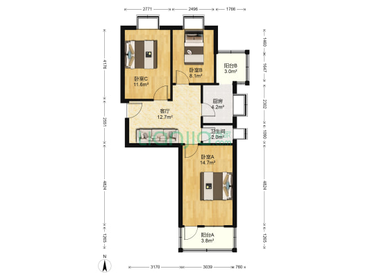 民生大街62号 3室1厅1卫 78平方