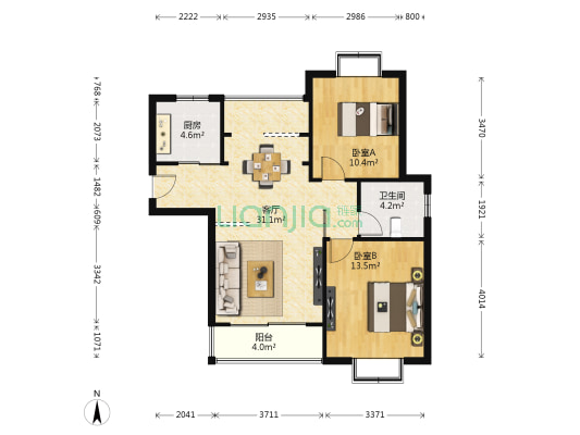 云锦苑二区 2室1厅1卫 89平方