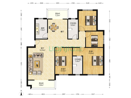 生态丽景二期 4室1厅2卫 151平方