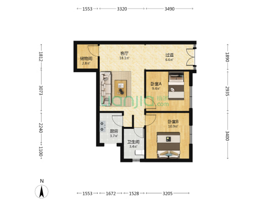 兴化路 2室1厅1卫 62平方