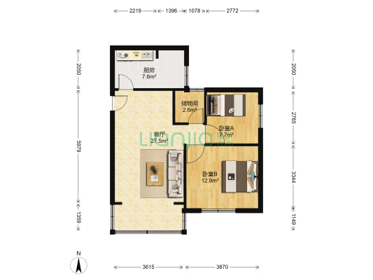 双益小区 2室1厅0卫 72平方