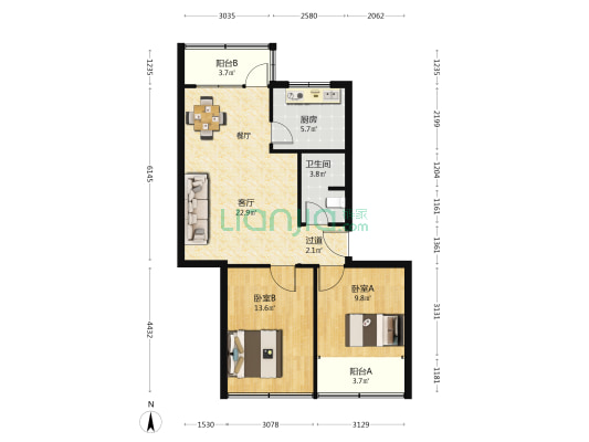 薛家岛医院家属楼 2室1厅1卫 81平方