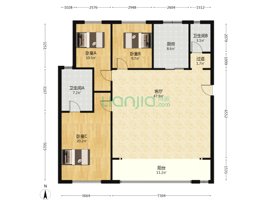 绿城凤栖潮鸣 3室1厅2卫 147平方