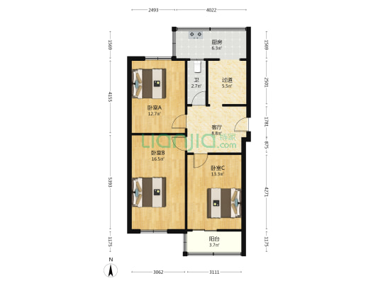 东风路106号院 3室1厅1卫 84平方